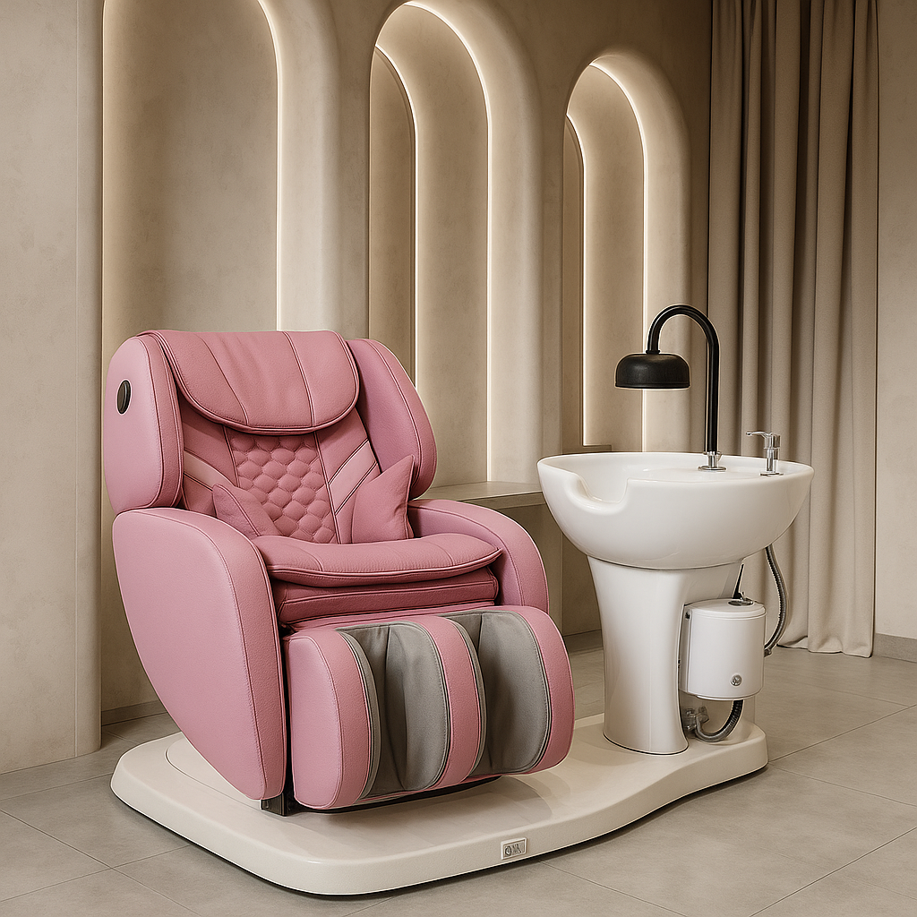 VENEZIA – Luxe Reclining Wash Chair with 360° Rotation & Massage Function