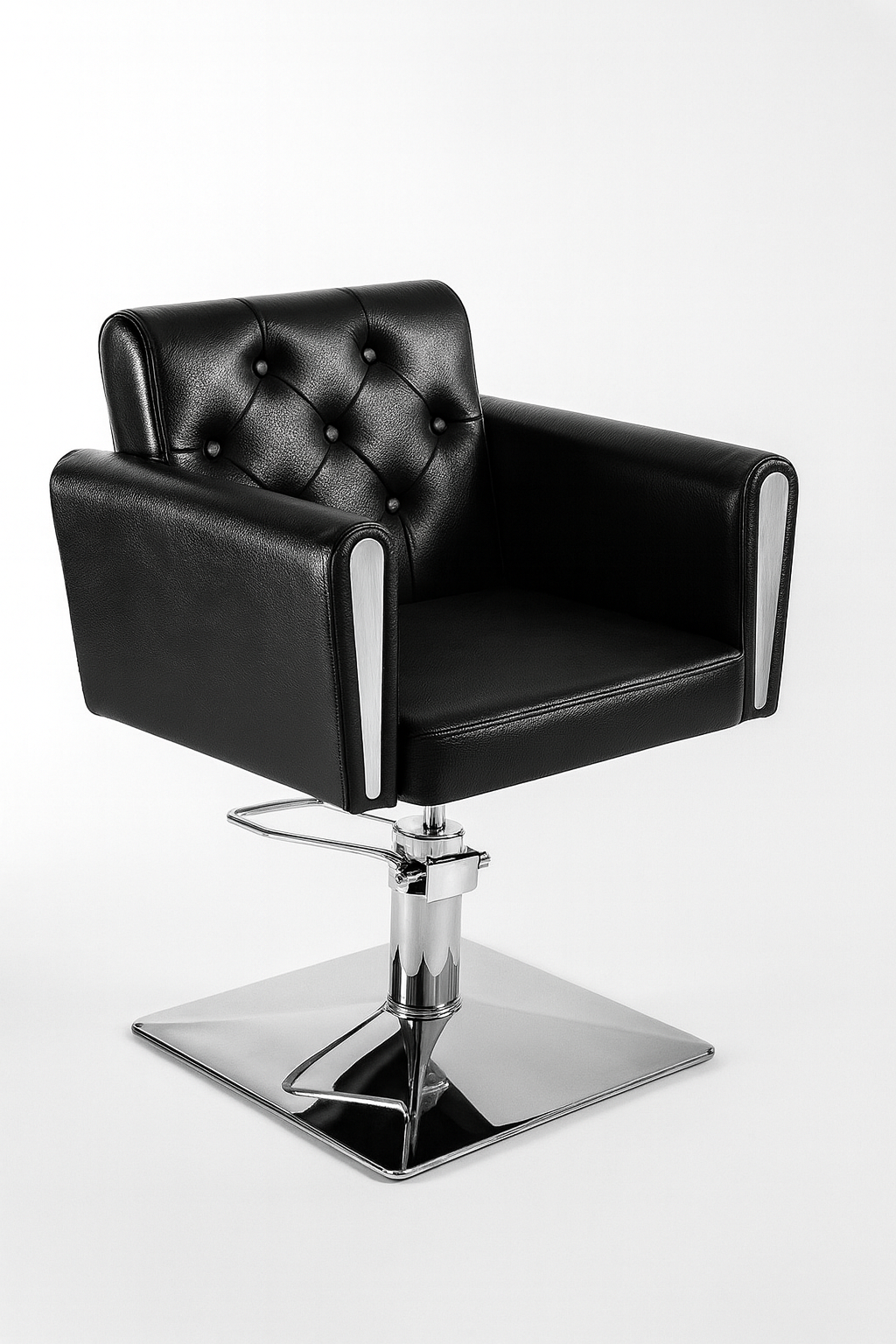 ONYX black tufted styling chair with square chrome base