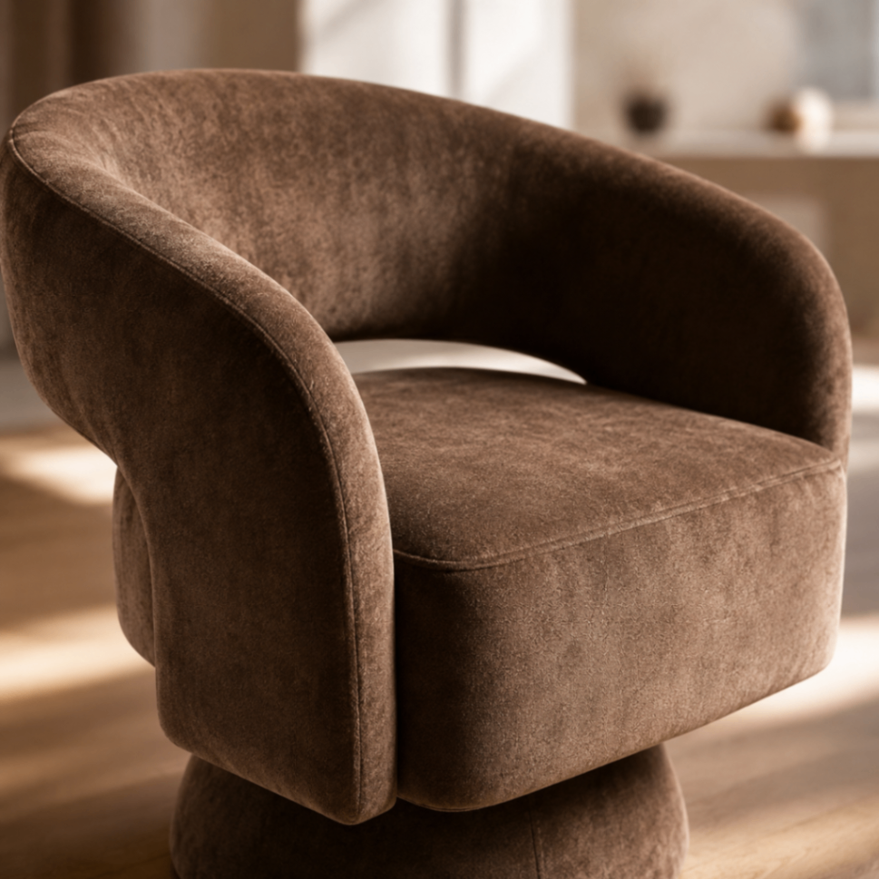 Custom upholstered salon chair — detail of texture and stitching