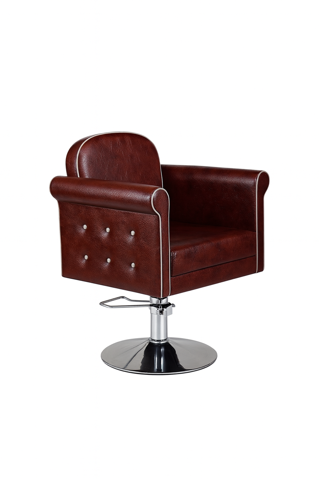 HARLOW button-tufted styling chair in chestnut leather