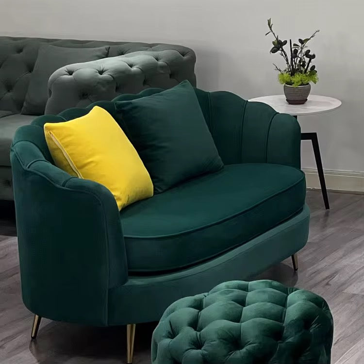 'Personalized velvet sofa with sculpted petal design, perfect for beauty salons or boutique spac