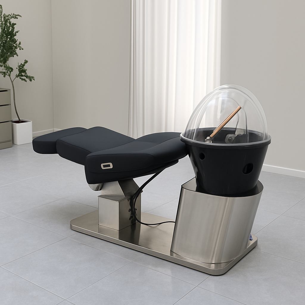 Reclining waterproof shampoo chair for hair washing, scalp treatments, and client relaxation