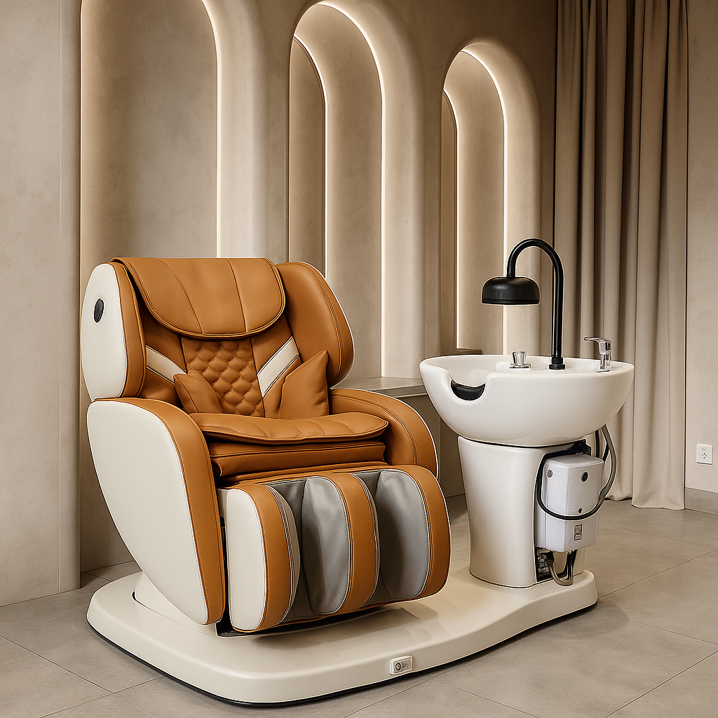 VENEZIA – Luxe Reclining Wash Chair with 360° Rotation & Massage Function